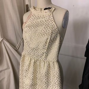 Cream and Gold Dotted Cocktail Party Dress